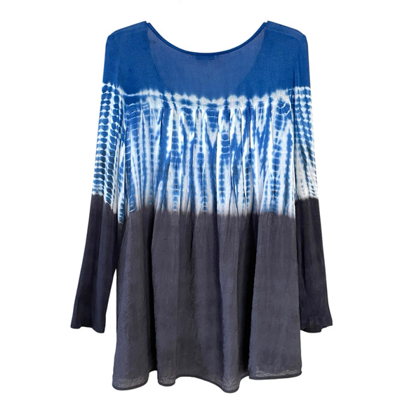 CITRON SANTA MONICA Women's Size XL Blue Black Tie Dye Long Sleeve Pullover Top - Picture 3 of 6